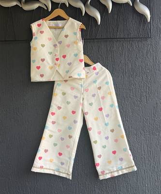 Off white printed cotton silk co ord set 3