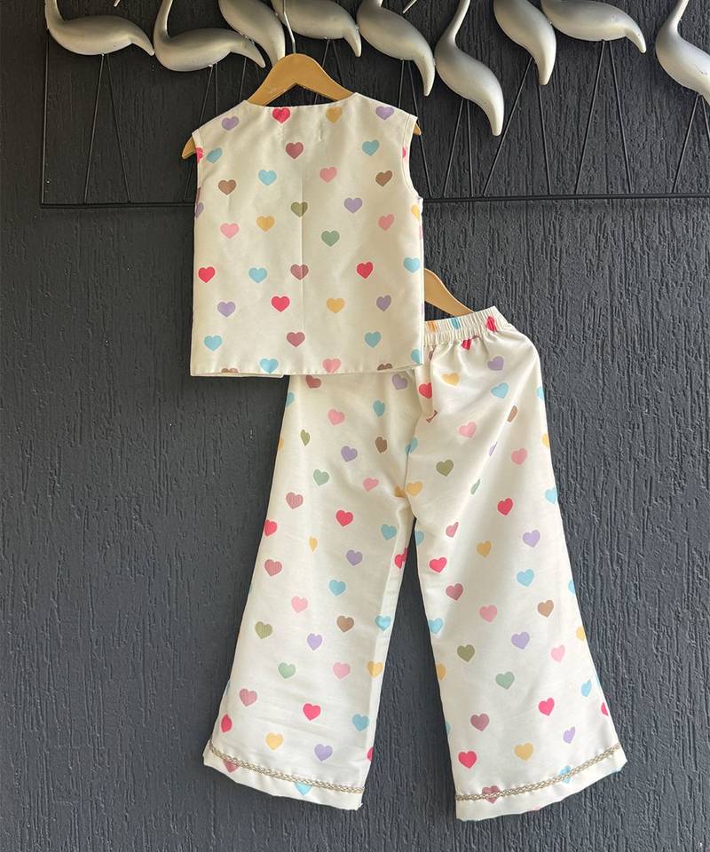 Off white printed cotton silk co ord set