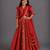 Deep red chanderi cotton silk lehenga with drape dupatta