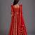 Deep red chanderi cotton silk lehenga with drape dupatta