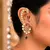 Purple Kundan Ear Cuff Earrings, Gold Tone Bridal Ear Wrap