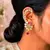 Ruby Pink Kundan Ear Cuff Earrings, Indian Bridal Ear Wrap, Gold Crawler Statement Wedding