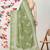 Women's green paisley batik print chiffon saree with unstitched piece
