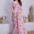 Women's pink embroidery work silk blend saree with unstitched piece