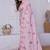 Women's pink embroidery work silk blend saree with unstitched piece