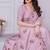 Women's pink embroidery work silk blend saree with unstitched piece
