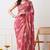 Women's coral floral print georgette saree with unstitched piece