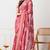 Women's coral floral print georgette saree with unstitched piece