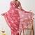 Women's coral floral print georgette saree with unstitched piece