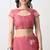 Women's coral floral print georgette saree with unstitched piece