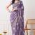 Women's purple floral print georgette saree with unstitched piece