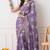 Women's purple floral print georgette saree with unstitched piece