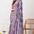Women's purple floral print georgette saree with unstitched piece