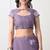 Women's purple floral print georgette saree with unstitched piece