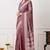 Women's pink floral print chiffon saree with unstitched piece