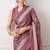 Women's pink floral print chiffon saree with unstitched piece