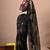 Women's black polka dots,block print georgette saree with unstitched piece