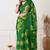 Women's green floral print chiffon saree with unstitched piece