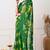 Women's green floral print chiffon saree with unstitched piece