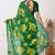 Women's green floral print chiffon saree with unstitched piece