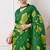 Women's green floral print chiffon saree with unstitched piece