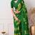 Women's green floral print chiffon saree with unstitched piece