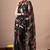 Women's black abstract print georgette saree with unstitched piece