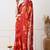 Women's red floral print chiffon saree with unstitched piece
