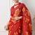 Women's red floral print chiffon saree with unstitched piece