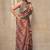 Women's orange floral cotton blend saree with unstitched piece