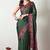 Women's green floral print chiffon saree with unstitched piece