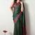 Women's green floral print chiffon saree with unstitched piece