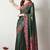 Women's green floral print chiffon saree with unstitched piece