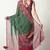Women's green floral print chiffon saree with unstitched piece