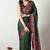 Women's green floral print chiffon saree with unstitched piece