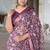 Women's purple batik cotton blend saree with unstitched piece