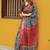 Women's black bagru cotton blend saree with unstitched piece