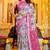 Women's off white floral cotton blend saree with unstitched piece