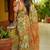 Women's yellow floral cotton blend saree with unstitched piece