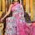 Women's off white floral cotton blend saree with unstitched piece