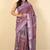 Women's purple ikkat print cotton silk blend saree with unstitched piece