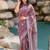 Women's purple ikkat print cotton silk blend saree with unstitched piece