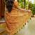 Women's yellow floral cotton blend saree with unstitched piece