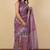 Women's purple ikkat print cotton silk blend saree with unstitched piece
