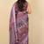 Women's purple ikkat print cotton silk blend saree with unstitched piece