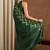 Women's green chevron/zig zag print chiffon saree with unstitched piece