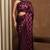 Women's maroon chevron/zig zag print chiffon saree with unstitched piece