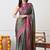 Women's green ethnic motifs print chiffon saree with unstitched piece
