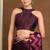 Women's maroon chevron/zig zag print chiffon saree with unstitched piece