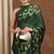 Women's green chevron/zig zag print chiffon saree with unstitched piece